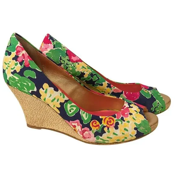 Lilly Pulitzer Floral Wedge Heels – Size 7.5 - Picture 3 of 5